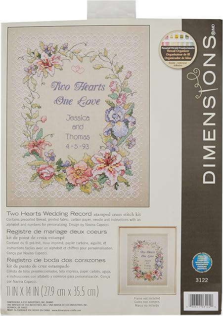 Dimensions Two Hearts Wedding, Paper, Cotton, Multi-Colored