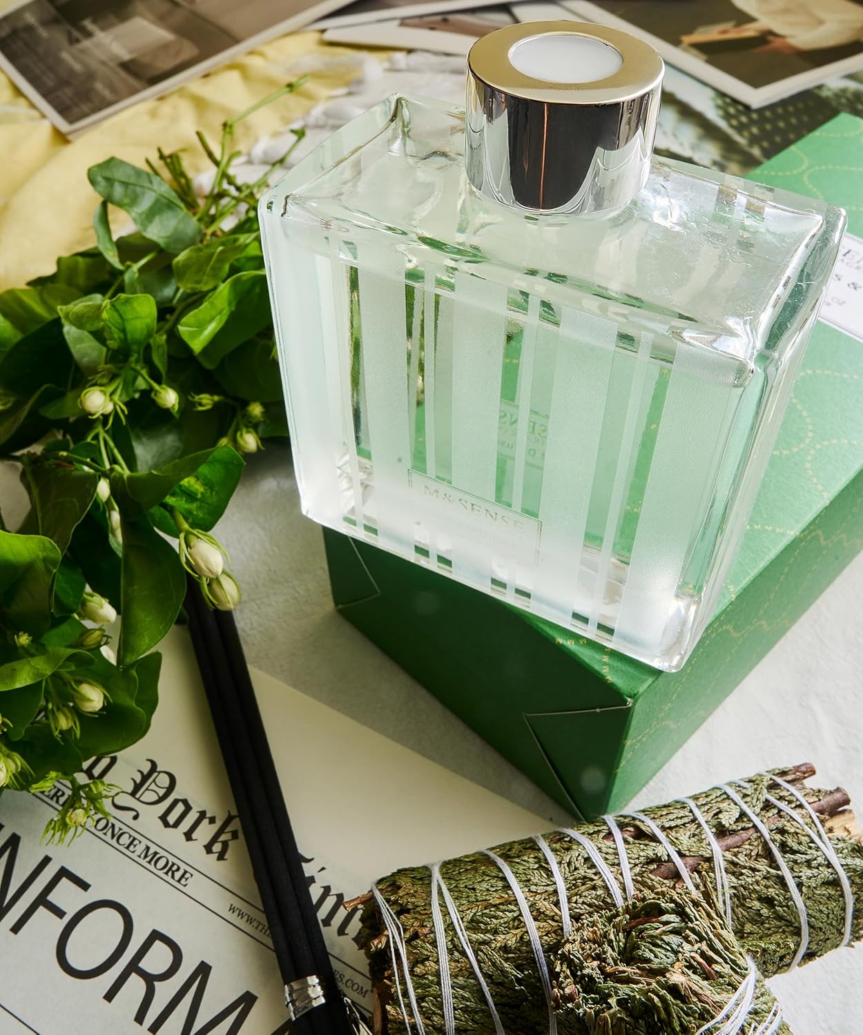 M&SENSE Eucalyptus & Spearmint Reed Diffuser Set - 7.04 fl oz with Sticks, Rich Fragrance & Refreshing Non-Toxic Scent for Home Bathroom Office Study Other Workspaces Needing Focus, Gifts for Women - Image 5