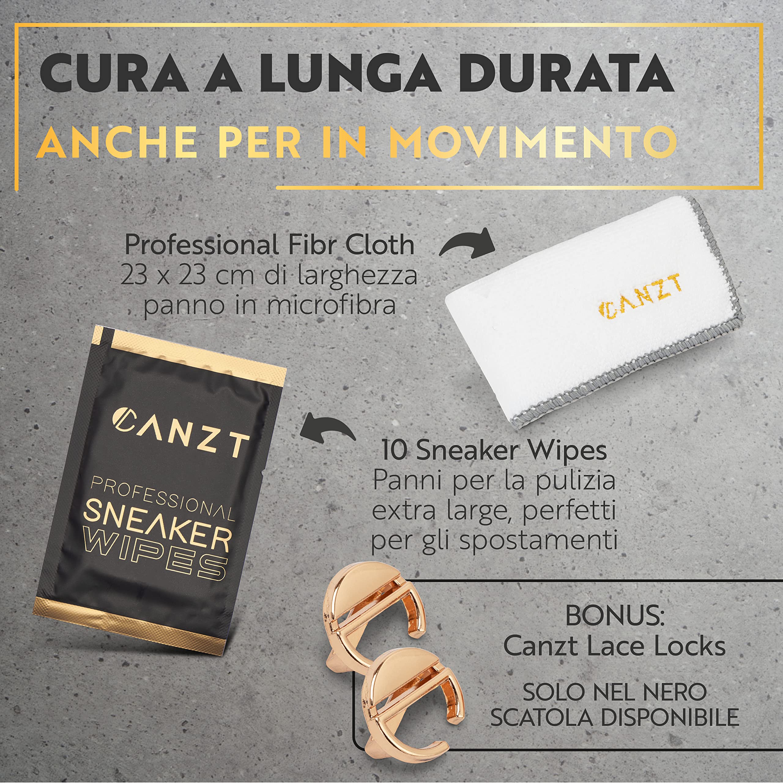 Canzt Kit Pulizia Scarpe Black Box – Kit pulizia sneakers premium con detergente scarpe, salviette, deodorante, spazzole e panno in microfibra per pelle, camoscio, nubuck e tessuto