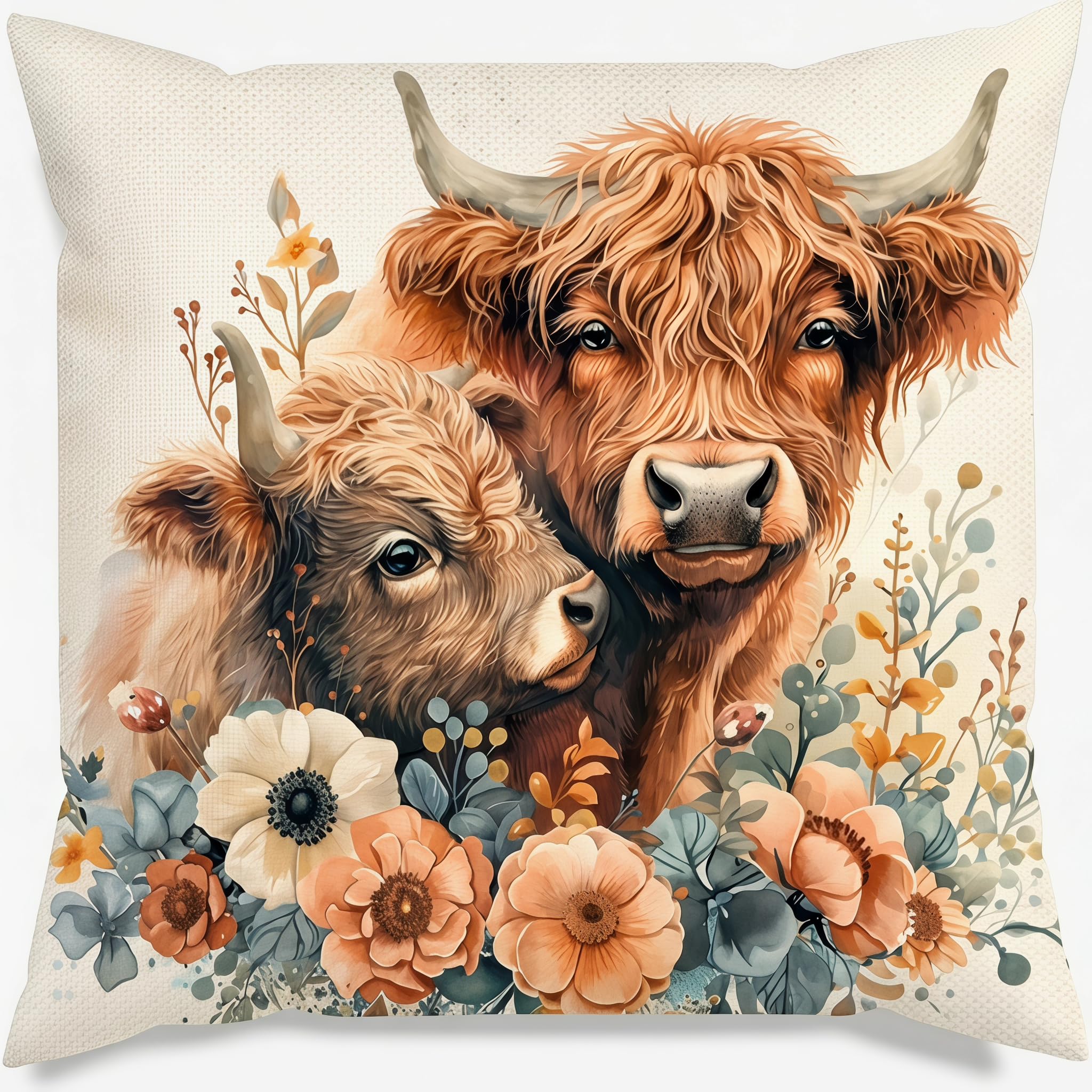 Suxyn Highland Cow Cushion Covers, Highland Cow Gifts for Women