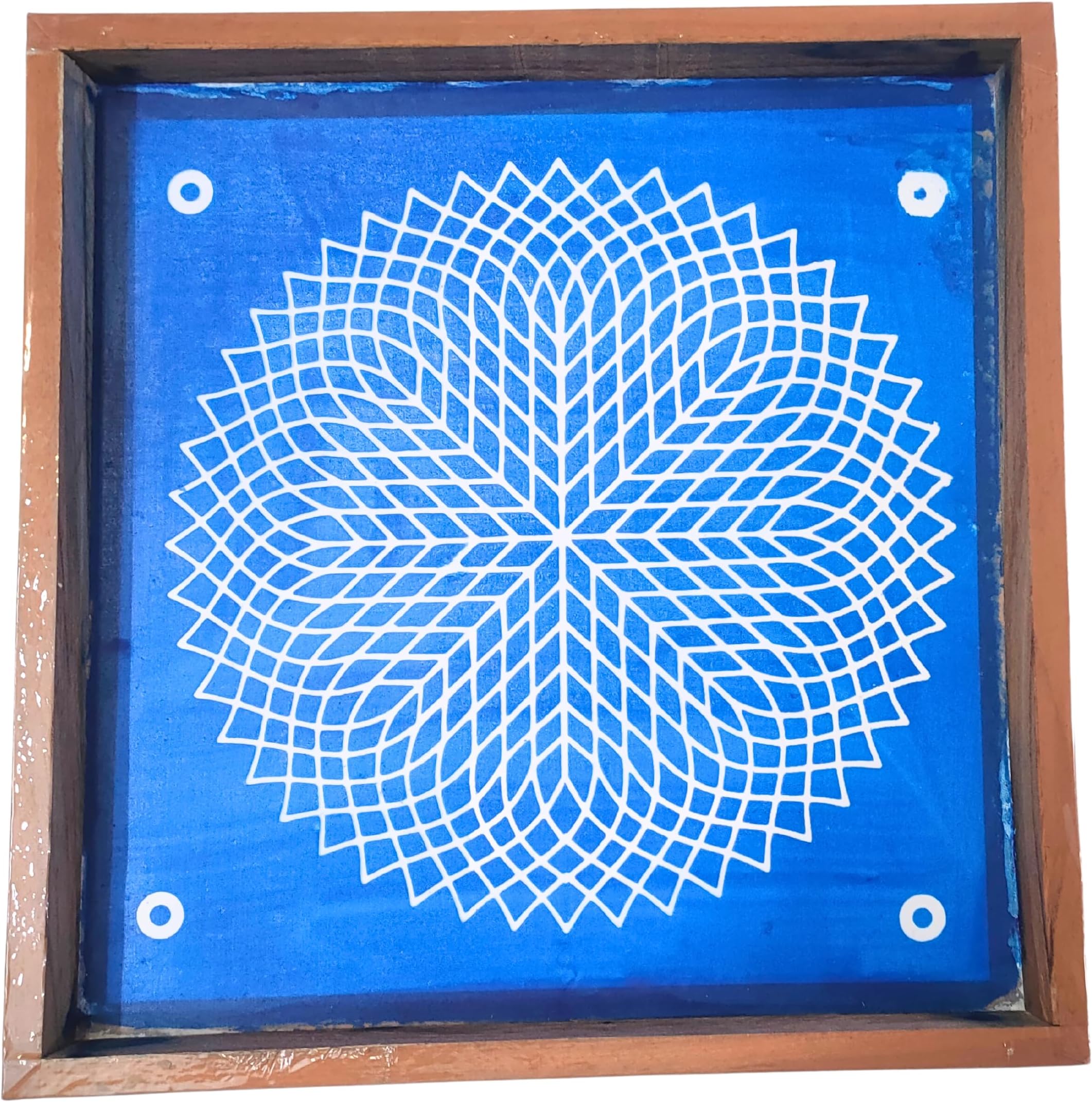 Anciently Sahasradala Padma Rangoli Stencil Wooden, Rangoli Sacha Wooden, 1 Piece (10x10 Inches)