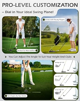 Golf Alignment Sticks, Golf Swing Trainer with Angle Plate/Holder Sets, Posture Corrector Golf Trainging Aid, Swing Plane Trainer for Aiming, Putting, Swing/Professional Golf Practice Tools