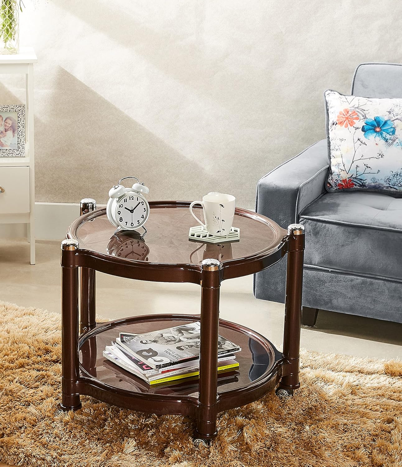 Amazon Brand Solimo Plastic Center Trolley Coffee Table/Tea Table