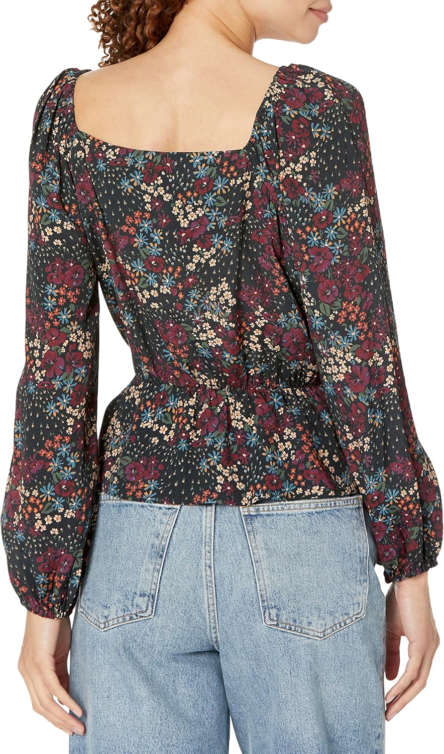 PAIGE Womens Clara Top Long Sleeve Faux Wrap Sweetheart Neckline in Black Multi - Image 2