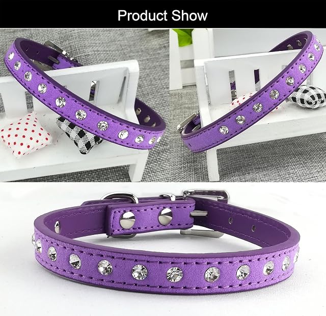 Foto 4 de 7 de Newtensina Collar de Perro con Estilo y Correa Conjunto de Ante Suave Collar de Perro Lindo de Bling…