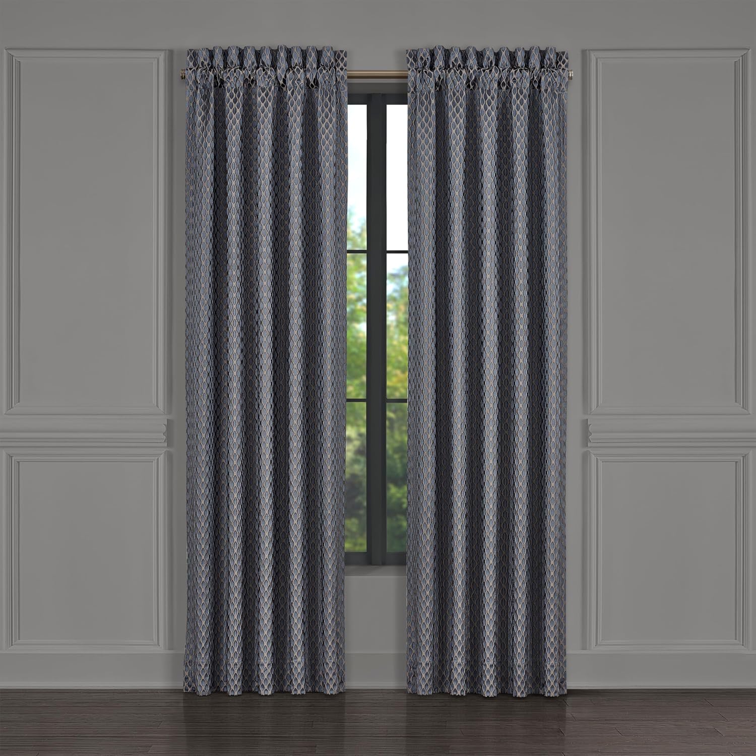 Five Queens Court Leah Window Straight Valance, Blue, 88X18.25