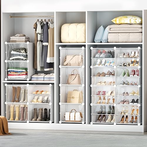 Miniatura 4 de Zapatero organizador de 8 niveles para armario, zapatero con estantes de puerta para zapatos, para armario, entrada, pasillo, dormitorio