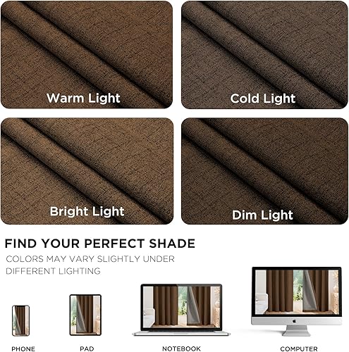 Miniatura 25 de Joydeco - Cortinas 100% opacas, 2 paneles de lino natural para oscurecer habitación/sala de estar, aislamiento térmico, trabillas traseras y