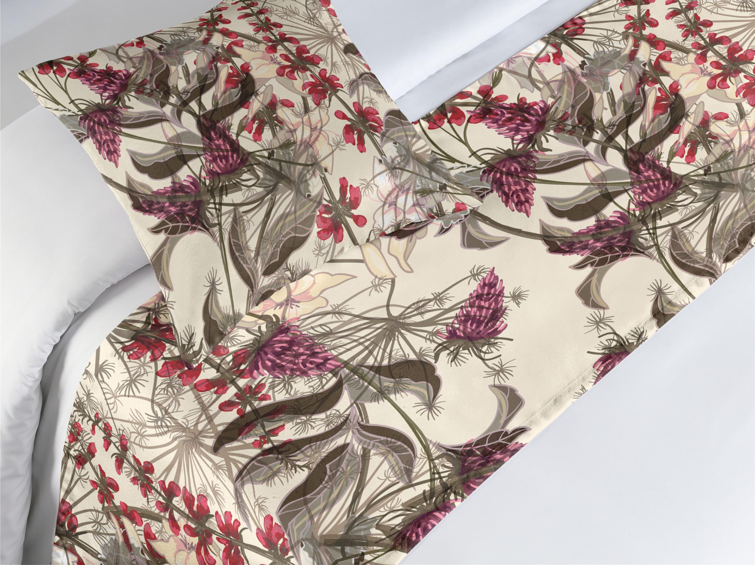 Ambesonne Floral Nature Print Bed Runner Set Countryside Vintage Nostalgia Potpourri Flowers Vine Fall Decorative Bedding Scarf and