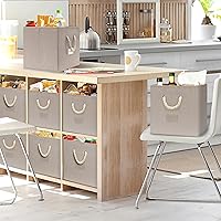 Vista 6 de SIMPLE HOUSEWARE Cubo de almacenamiento de 13 pulgadas con asas trenzadas, paquete de 3, color beige