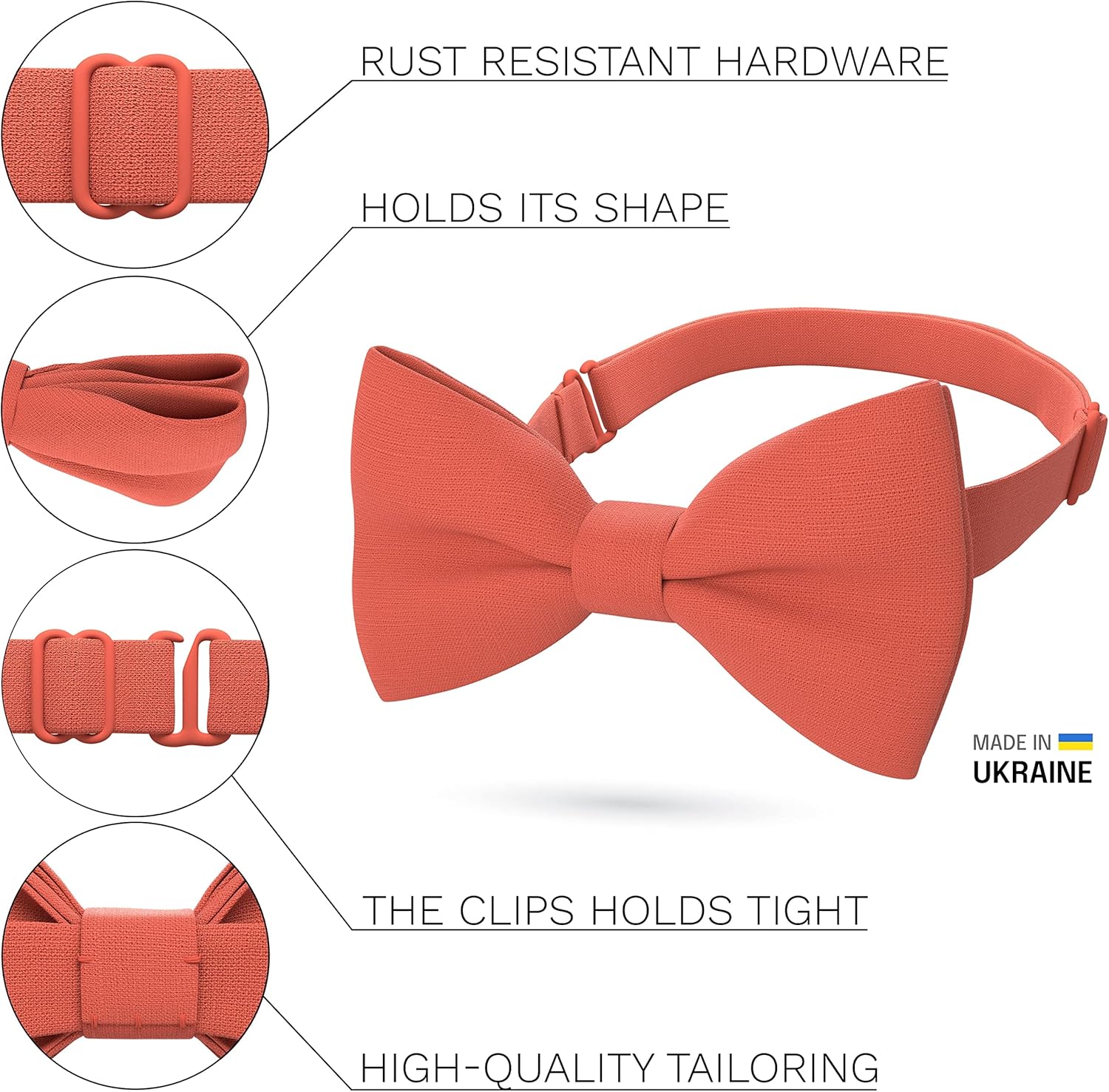 Bow Tie House Linen Men's Classic Pre-Tied Bow Tie Formal Solid Tuxedo