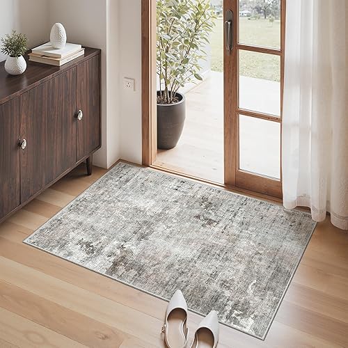 Miniatura 114 de Alfombra lavable de 8 x 10 pies, alfombra grande y suave para sala de estar, alfombra vintage beige, alfombra de 8 x 10 pies, para dormitorio,