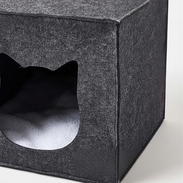 Foto 7 de 8 de Relaxdays Cueva para Gatos, Fieltro, 33 x 33 x 37 cm, Gris Oscuro