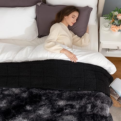 Miniatura 2 de HBlife Manta suave de piel sintética Sherpa con peso para adultos, 12 libras, tamaño Queen de 60 x 80 pulgadas, 100% certificado Oeko-Tex,