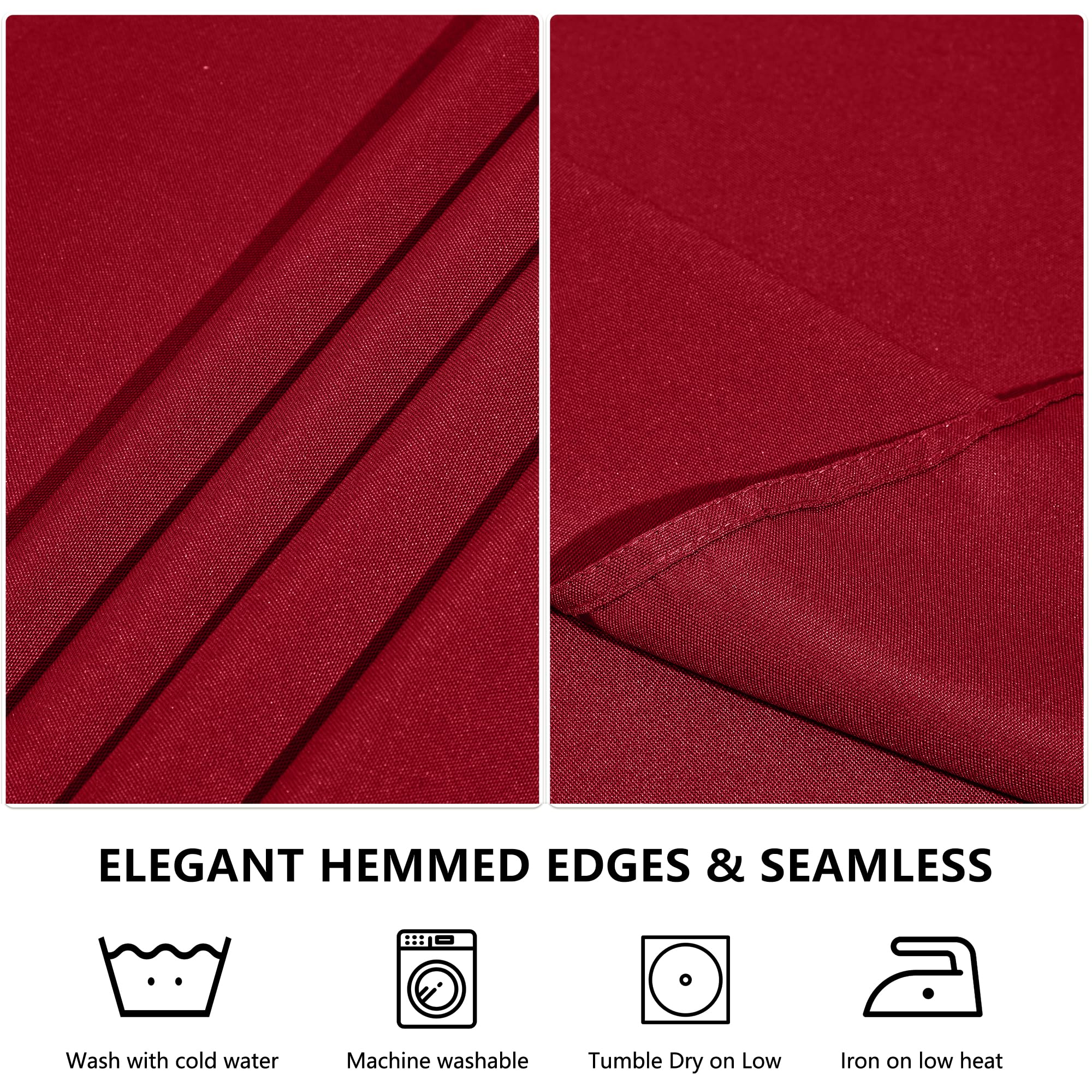 Lot de 2 nappes rectangulaires imperméables et lavables, pour tables rectangulaires de 182,9 x 76,2 cm, pour mariage, banquet et salons professionnels, rouge