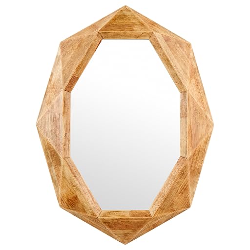 Rivet Modern Octagon Wood Frame Wall Mirror