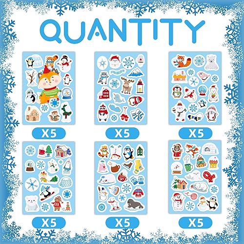 Miniatura 3 de Joyful Start Calcomanías de invierno para niños 515 calcomanías de invierno para vacaciones calcomanías temáticas de invierno calcomanías de