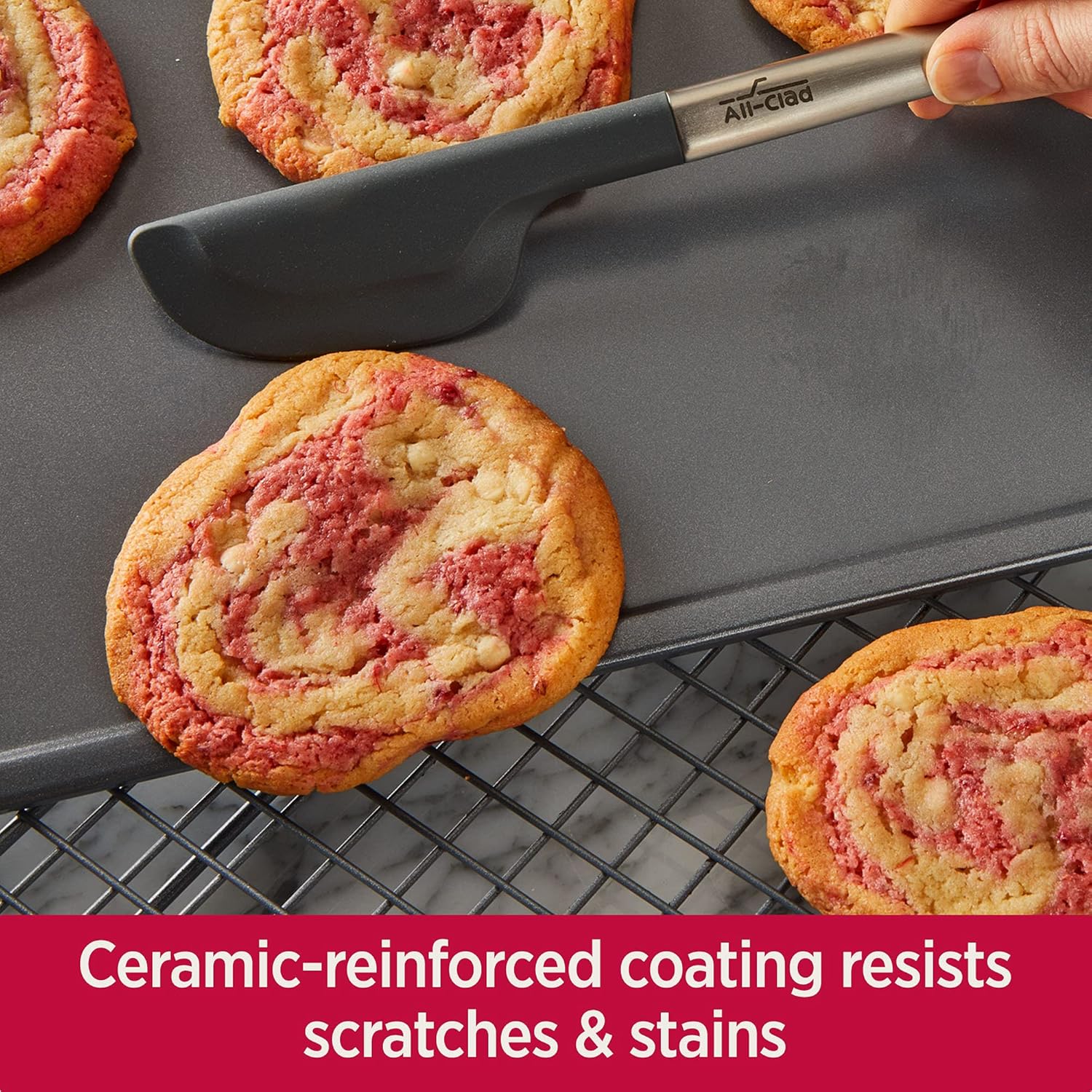 All-Clad Pro-Release Nonstick Bakeware Set 2 Piece Oven Safe 450F Half Sheet, Cookie Sheet, Muffin Pan, Cooling & Baking Rack, Round Cake Pan, Loaf Pan, Baking Pan Grey