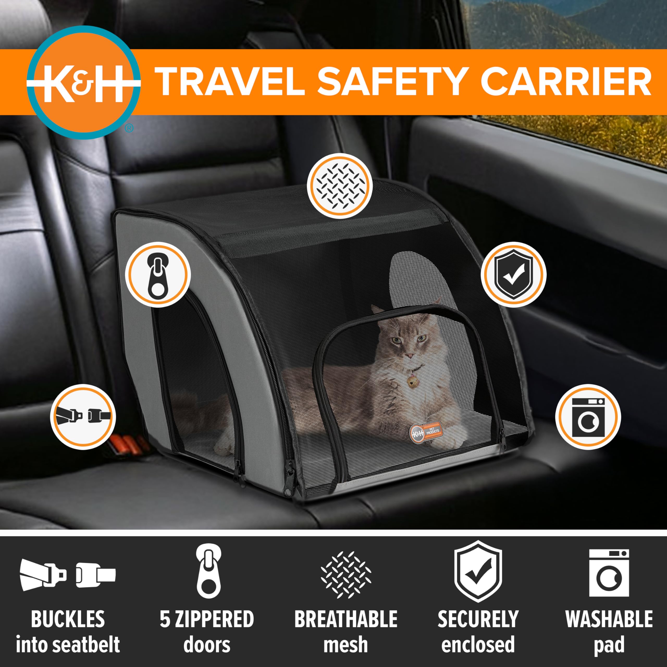 Amazon.com : K&H Pet Products Enclosed Dog Cat Car Seat, Travel