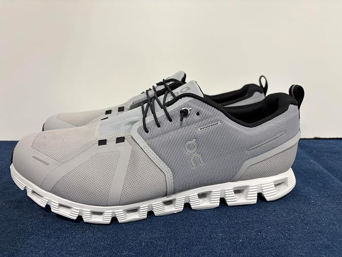 On Men's Cloud 5 Waterproof Sneakers, Glacier/White, 12.5