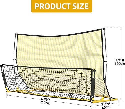 Miniatura 6 de Red de rebote de fútbol, red de rebote 2 en 1, red de rebote de fútbol de 7 x 4 pies, práctica de red de rebote para equipo de voleibol que pasa