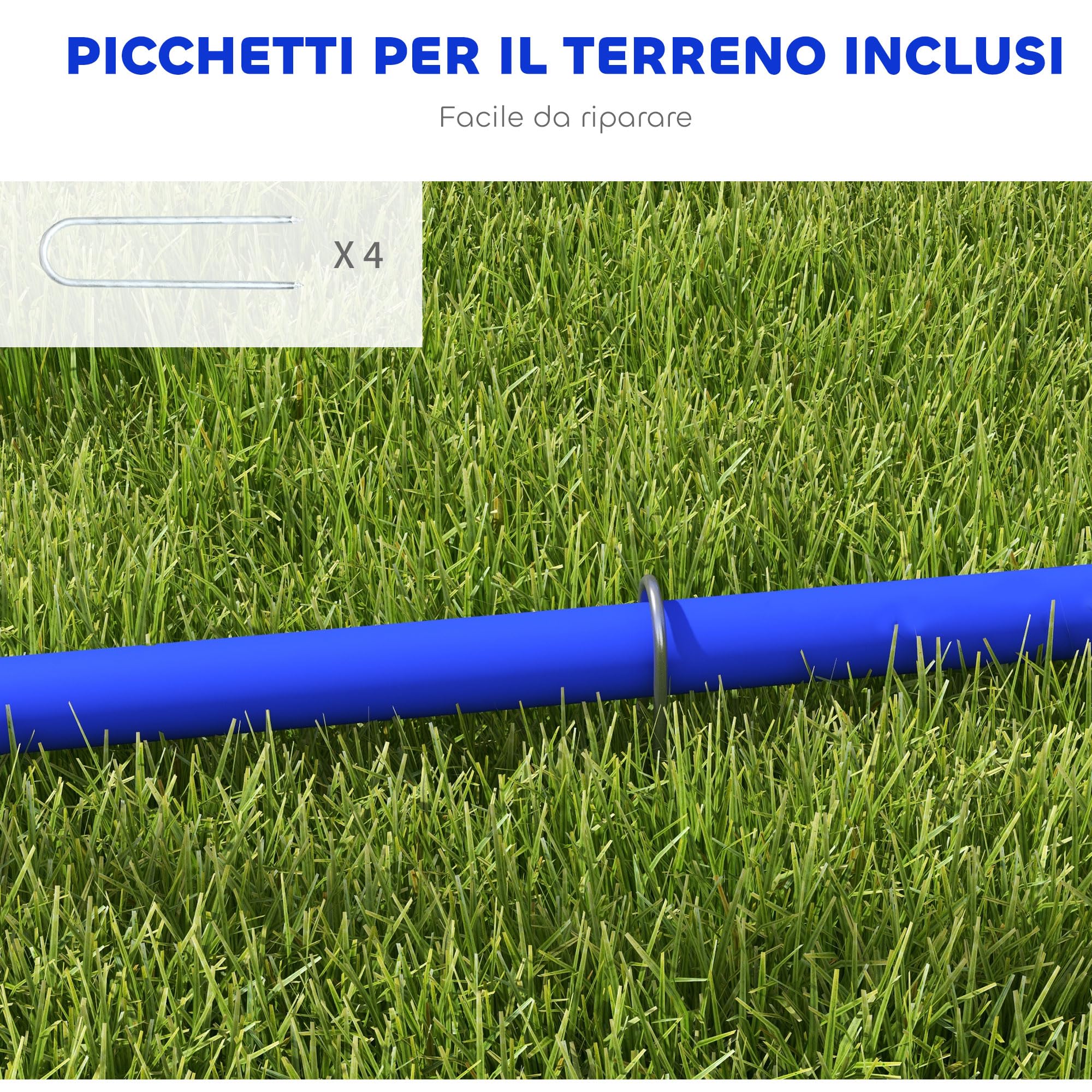 PawHut Set Agility Dog 4 Archi Componibili Borsa Trasporto Attrezzatura Percorso Addestramento PE ABS 88x64x95 cm Blu Giallo