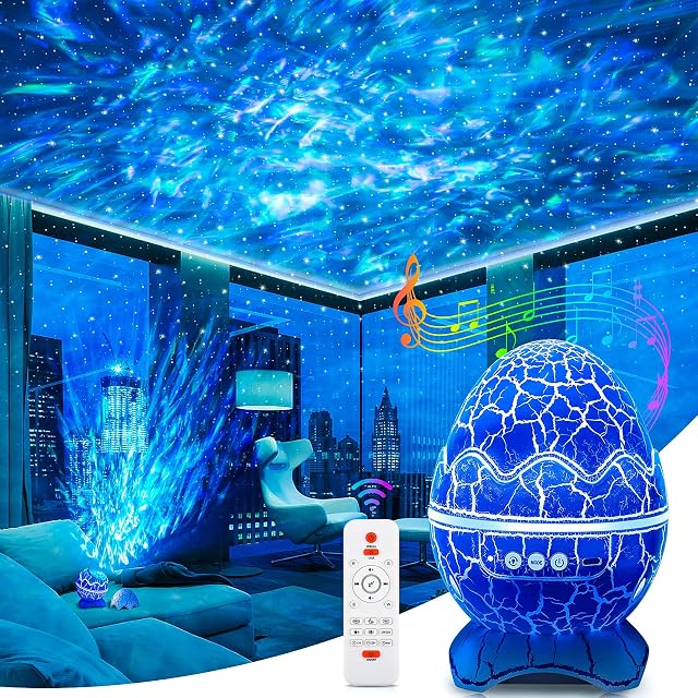 Galaxy Star Projector Night Light - Remote Control 19 White Noise Soothes Sleep Built-in Speakers Timer Function LED Night Light Lamp with 14 Lighting Modes Ideal for Kids Baby Adults