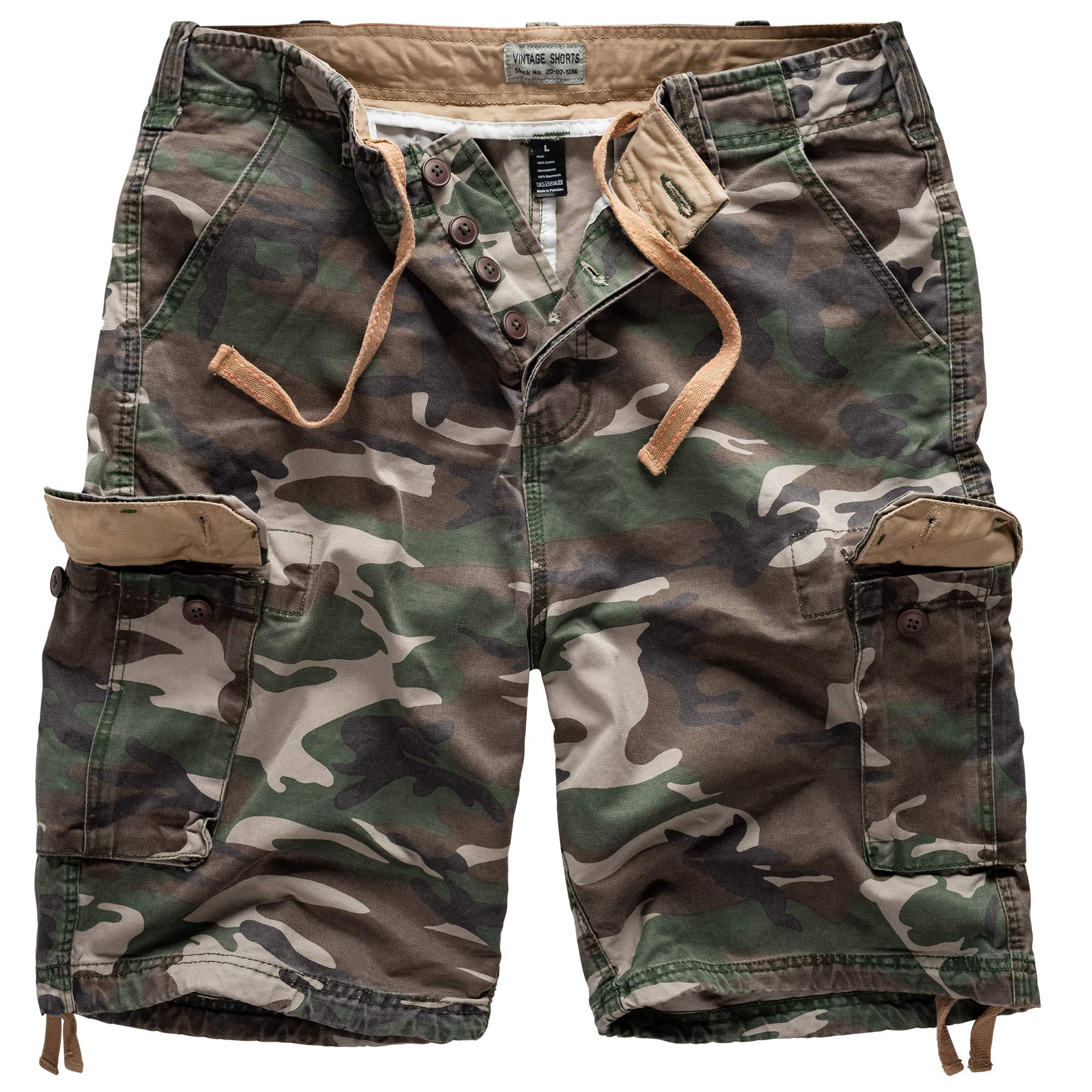 Surplus Raw Vintage Men's Cargo Vintage Shorts, Woodland, XXL