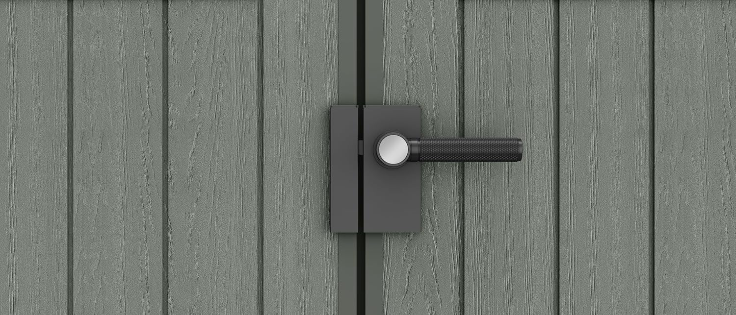 Close-up of Keter Darwin shed door handle