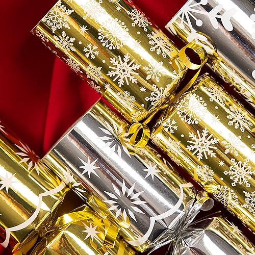 Miniatura 7 de JOYIN Paquete de 8 recuerdos de fiesta de Navidad sin broches con diseño de copo de nieve rojo y verde con suministros de fiesta para niños y
