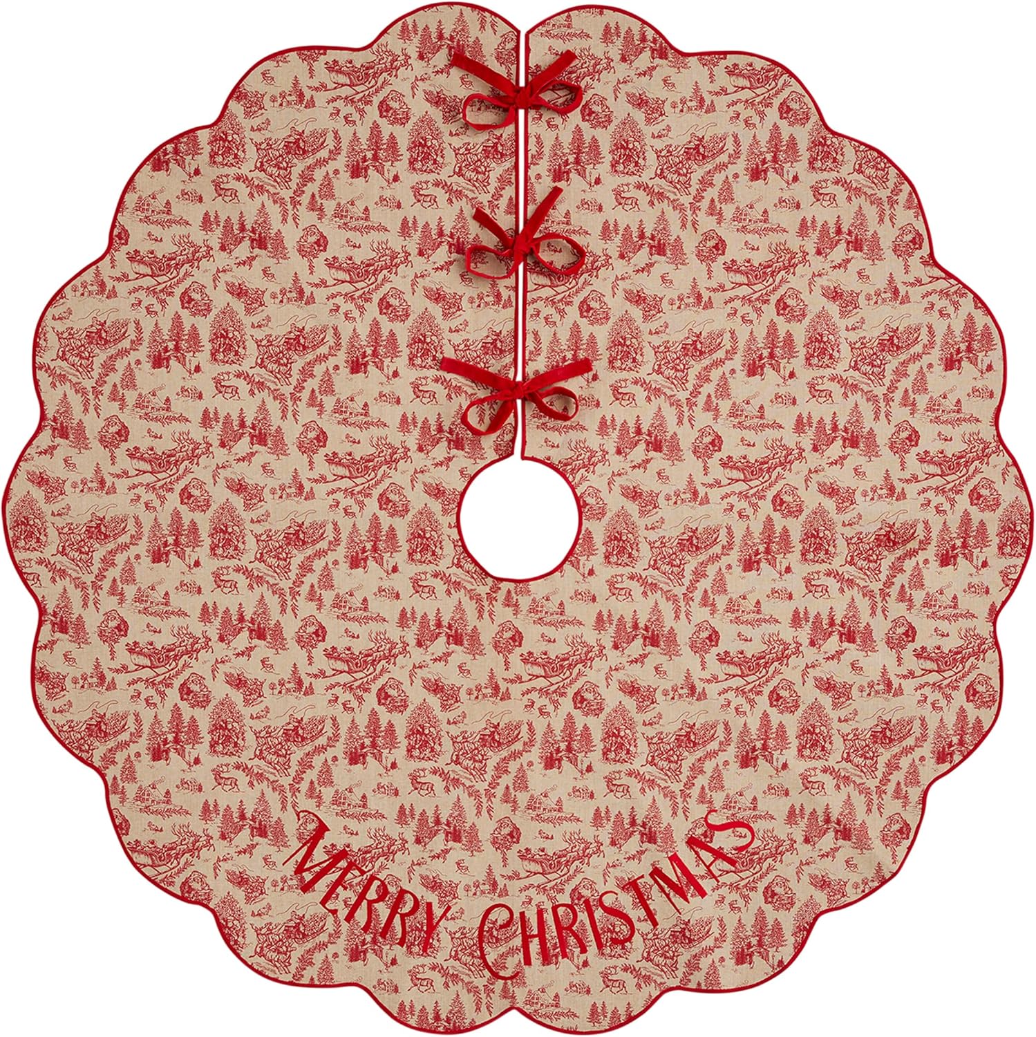 Mud Pie Toile Scalloped Tree Skirt; 54" Dia