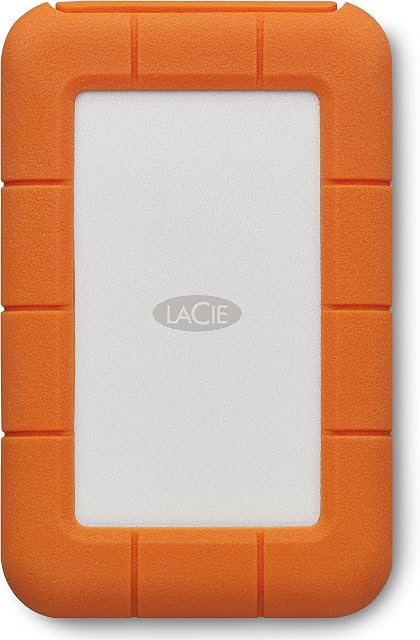 LaCie Rugged USB-C, 4TB, Zewnętrzny Przenośny Dysk Twardy, odporny na upadki, wstrząsy, kurz i deszcz, Mac i PC, w tym USB-C bez kabla USB-A, 3-Letnie Rescue Services (STFR4000800)