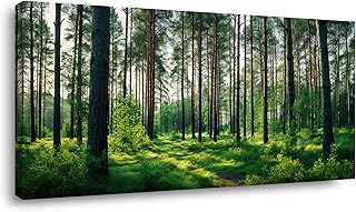 Calm Forest Landscape Wall Art for Living Room Office Green Canvas Paint...