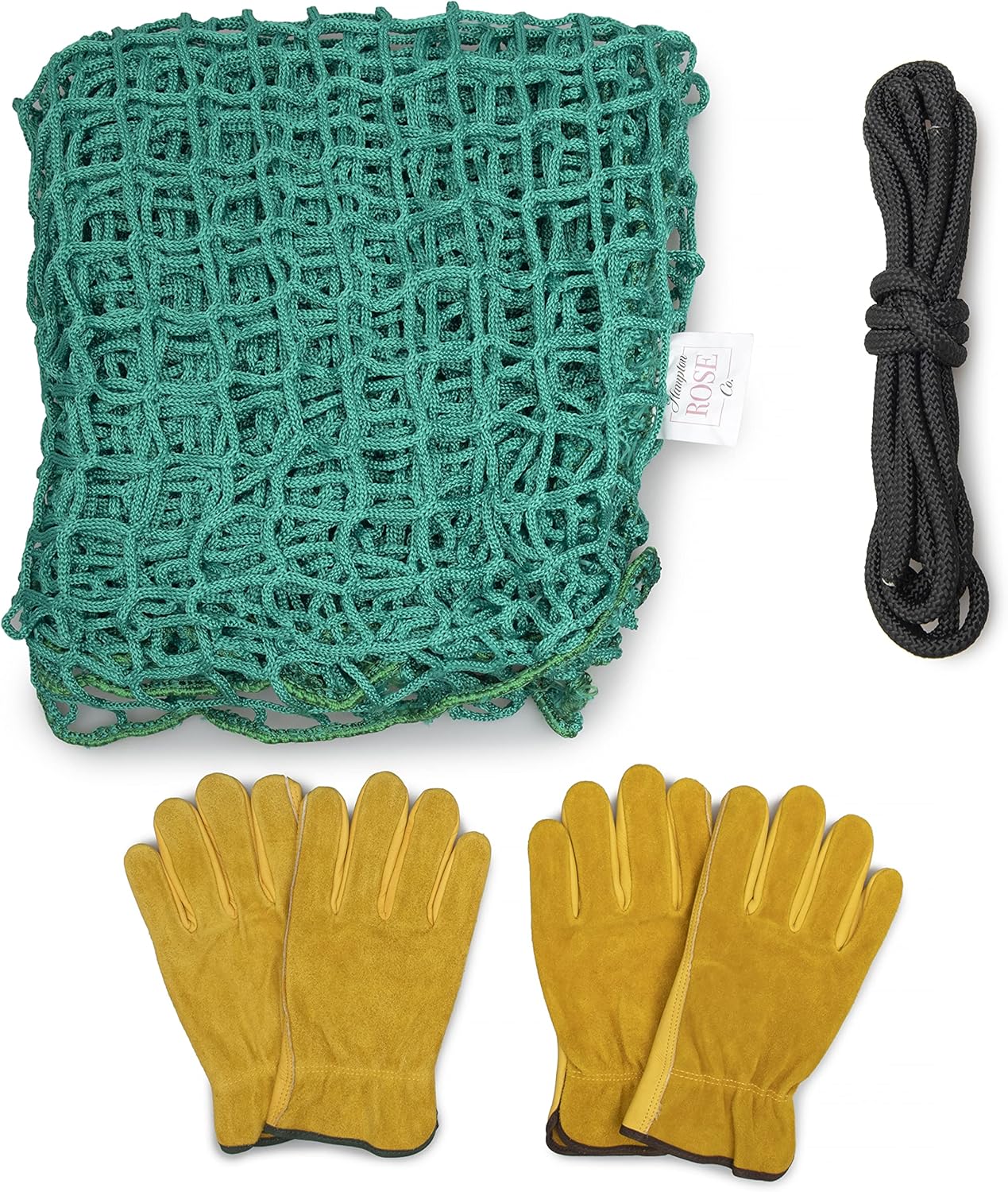 HAMPTON ROSE CO. Hay Net, Extra Large - Perfect for Slow Feeding Horses and Livestock - Multi-Size Square Bale Use, Extended Graze - 1.5" Openings - Complete with 11.5' Cinch Cord and Two Pair Gloves : Pet Supplies