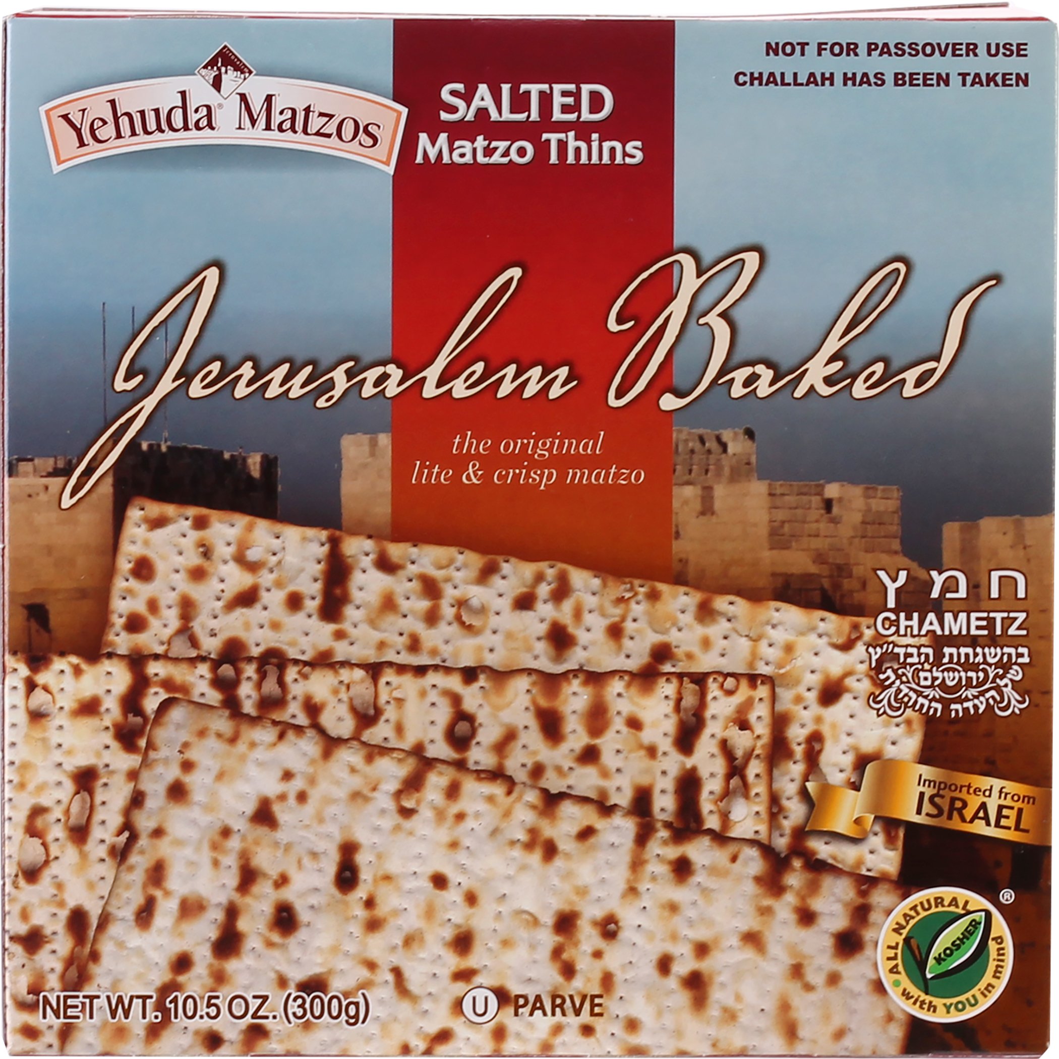 Yehuda Matzo Thins, Salted, All Natural, Kosher, 10.5 Ounces (Pack Of 12)
