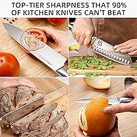 Vista 4 de Knife Set Premium, Japanese High Carbon Stainless Steel 14 Pcs Kitchen Knives Block Set with Built-in Sharpener and Wood Block, Razor Sharp Knife