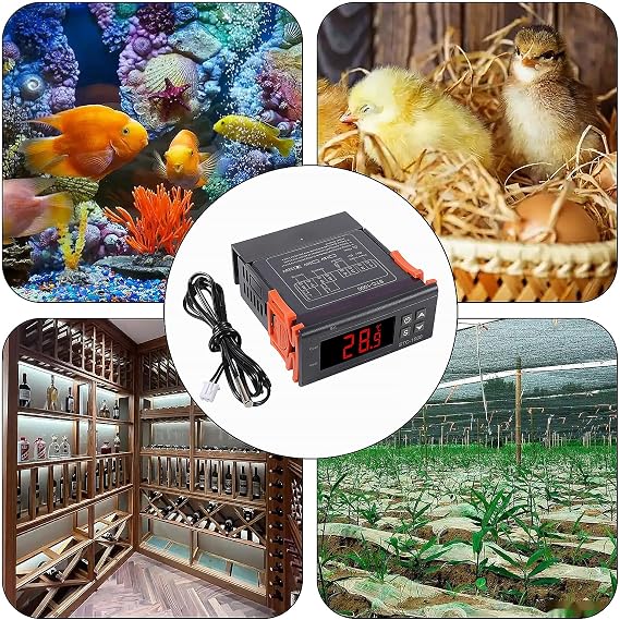 STC-1000 Digital Temperature Controller AC 10A 110V-220V Digital LED Temperature Controller Heating Cooling Centigrade Thermostat 2 Relays Output with NTC Sensor Probe 1pcs