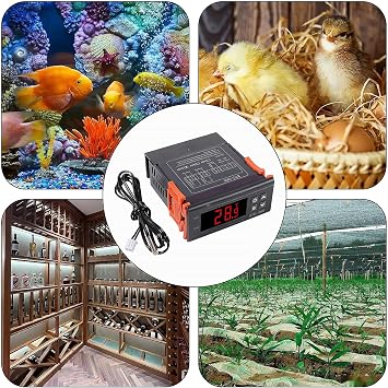 STC-1000 Digital Temperature Controller AC 10A 110V-220V Digital LED Temperature Controller Heating Cooling Centigrade Thermostat 2 Relays Output with NTC Sensor Probe 1pcs