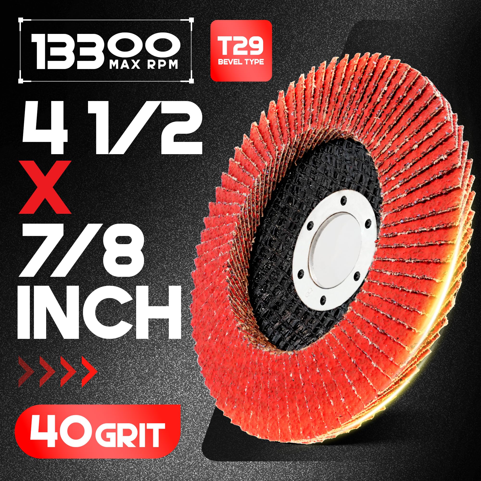 EZARC Fächerscheibe mit 40 Körnung, 115 mm Schleifscheibe, Typ 29 Keramik-Schleifrad für Edelstahl, nichteisenhaltige Metalle, Gusseisen und Bleche, 10 pack