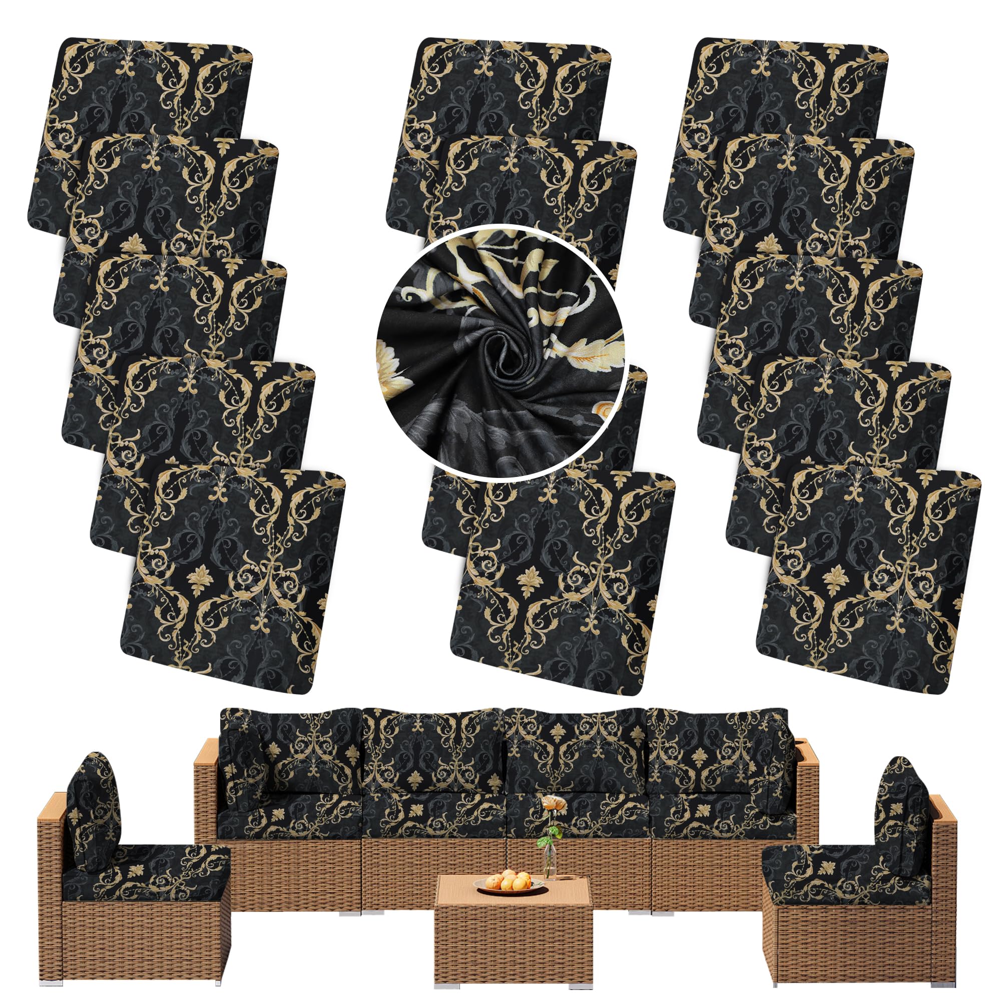 14PCS Patio Cushion Covers.Patio Furniture Couch SeatSlipcovers