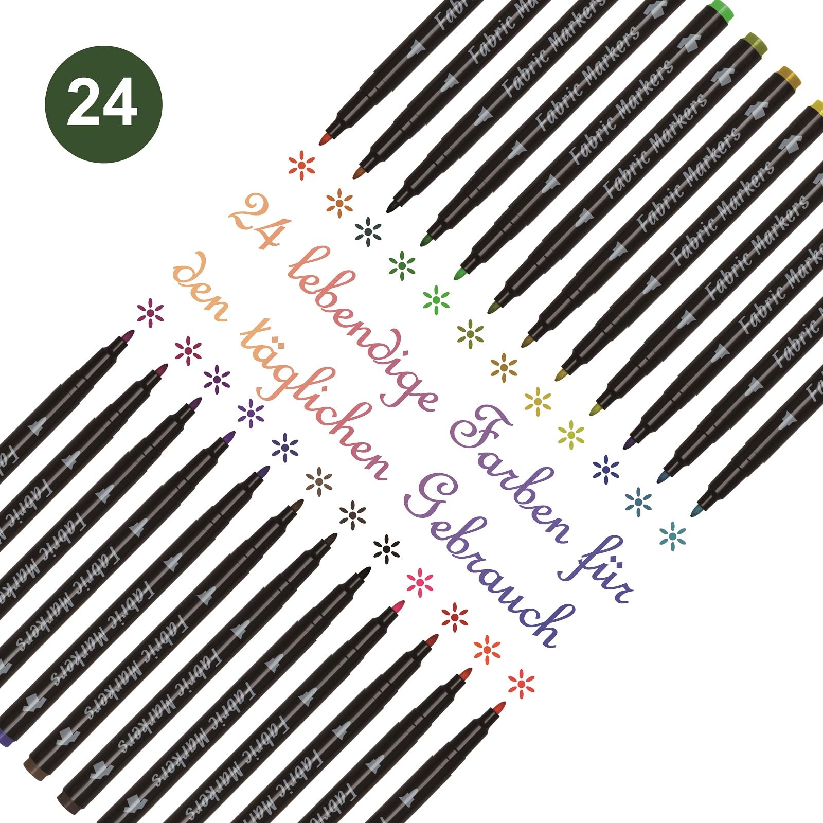 Machine Washable Textile Pens, 24 Colors Textile Markers Machine Washable Permanent Colors For DIY Costumes, T-shirts, Hats, Shoes, Linen Bags, Colors For Kids And Adults - View #9