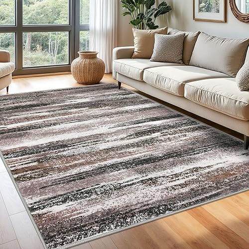 Miniatura 88 de Alfombra moderna abstracta de 2 x 6 pies, alfombra de pasillo lavable gris negro multi para cocina, antideslizante, suave, alfombra delgada de Gris