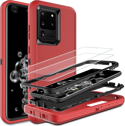 Miniatura 1 de HONG-AMY Funda para S20 Ultra, funda para Samsung Galaxy S20 Ultra con protector de pantalla de TPU flexible autorreparable 2 paquetes, funda de