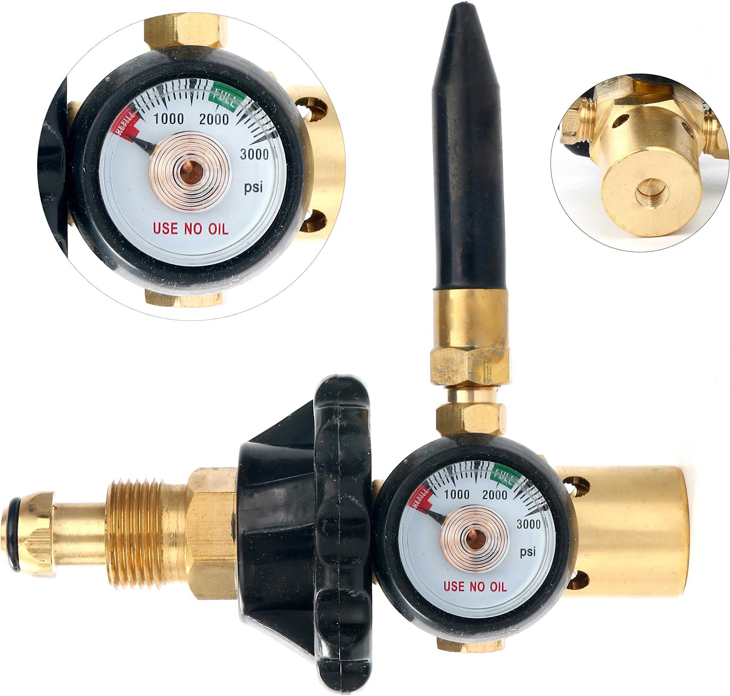 YaeTek Helium Latex Balloon Filler Air Flow Inflator Regulator Meter Inflating 0-3000 PSI Gauge for CGA580 Tank Valve