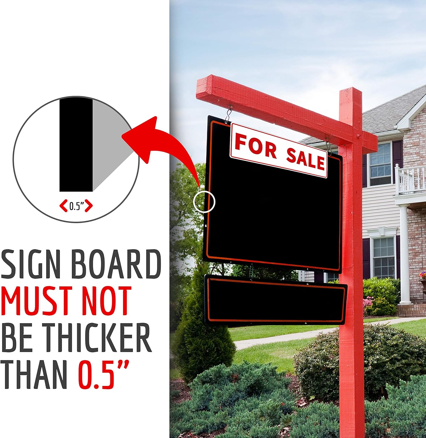 6 Pack Real Estate Sign Riders Sleeves, 17" x 5" Double Sided PVC Plastic Signs - For Sale, Open House, Coming Soon, New Listing, Sales Pending - Real Estate Agent Supplies