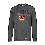 Ultra Game NFL Official Adults Super Soft Game Day Long Sleeve T-Shirt - Unisex, Cincinnati Bengals, Heather Charcoal, Small