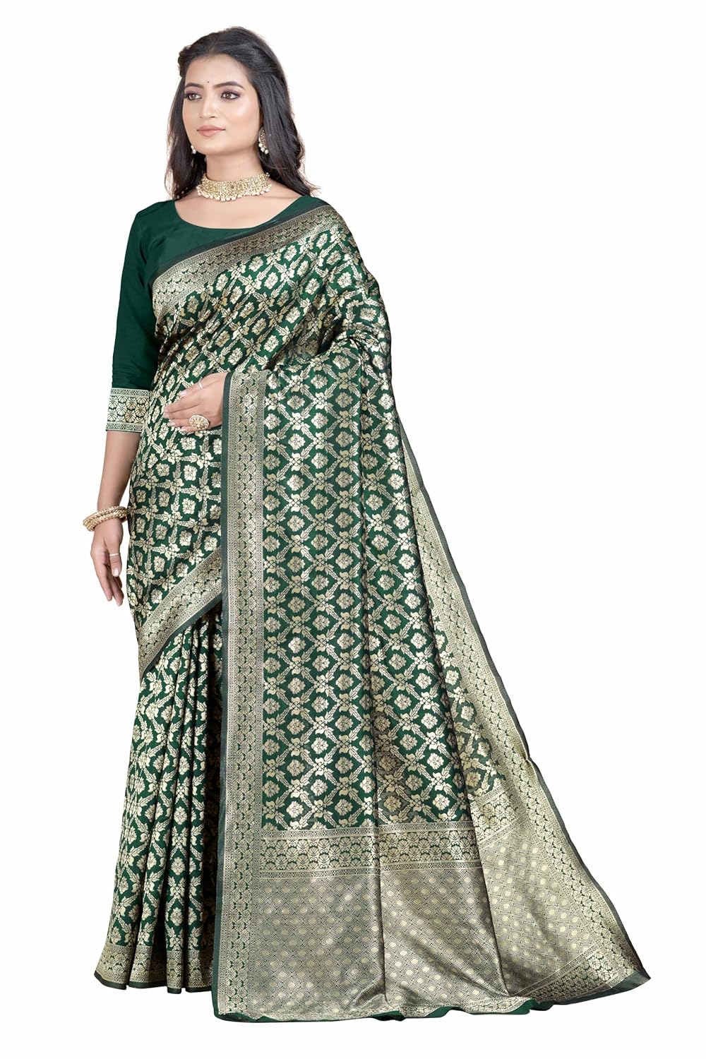 Sugathari Women’s Banarasi Kanjivaram Silk Saree | Soft Pure New Ladies 2023 Design | Party Wear Pattu Saree Collection | Wedding Sari with Blouse Piece (SAN PARI-191 RED)