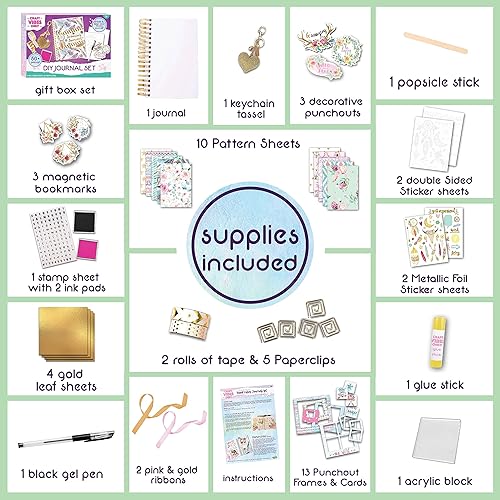 Miniatura 7 de Juego de diario Good Vibes de bricolaje solo por Craft Vibes - Diario personalizado - Diarios personalizados para niñas - Kit de álbum de recortes