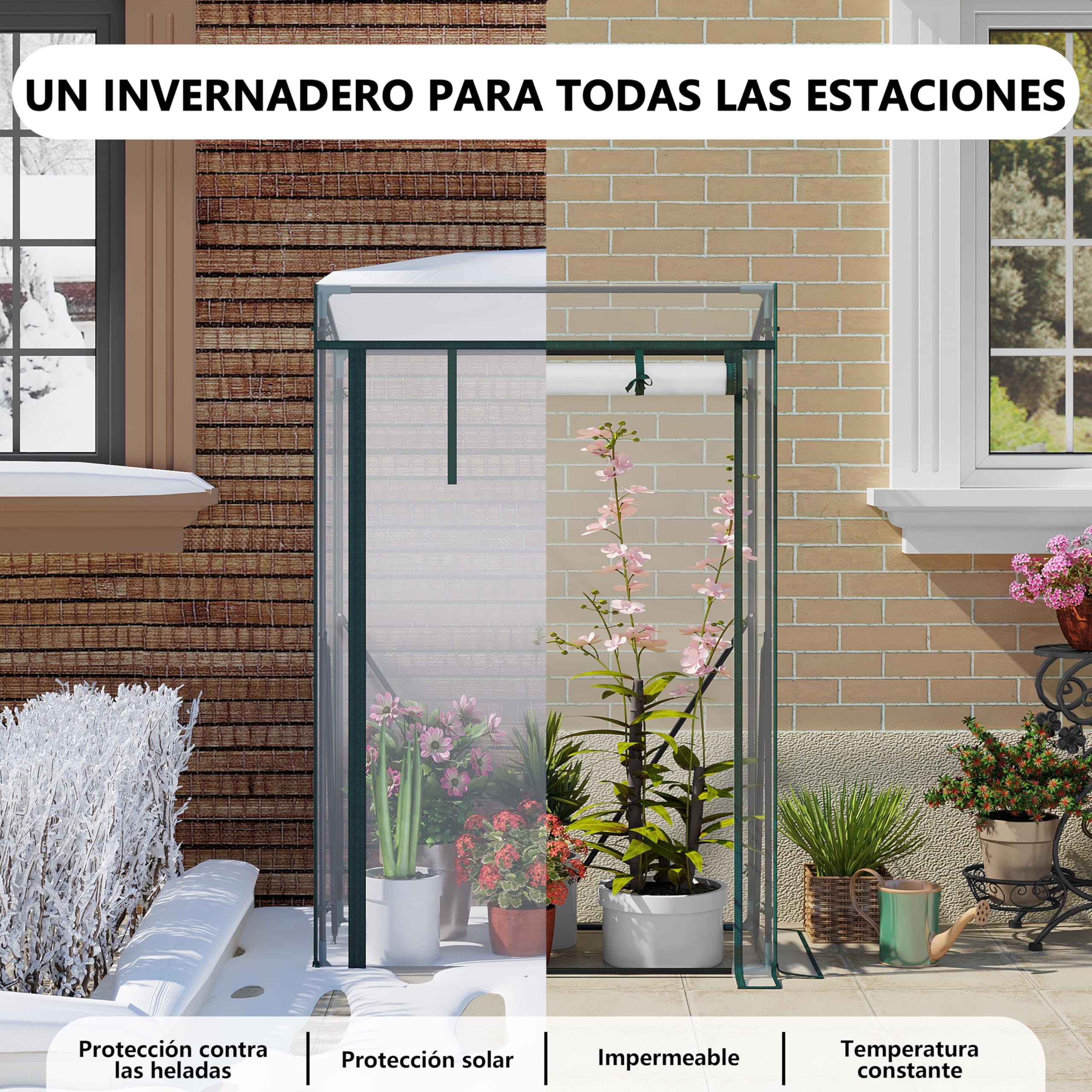 WOLTU Invernadero Jardín Tipi, Puerta Enrollable, 100x50x150cm Transparente | PE Impermeable; Anti-Desgarro; Tomates; Terraza; Jardín Trasero