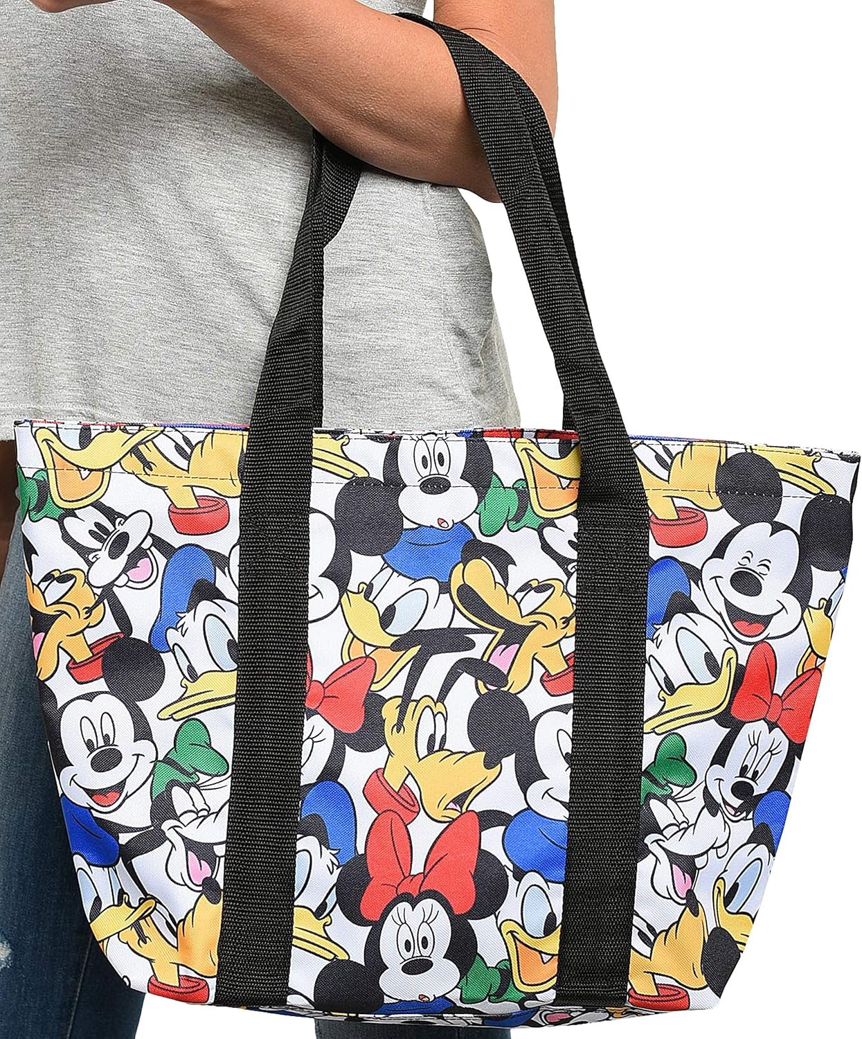 Disney Tote Mickey & Minnie Mouse Icon Print Zipper Travel Bag